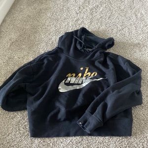 black silver and gold cropped nike sweatshirt